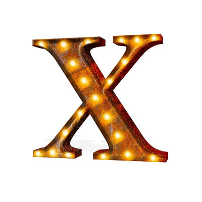 24” Letter X Lighted Vintage Marquee Letters (Rustic)