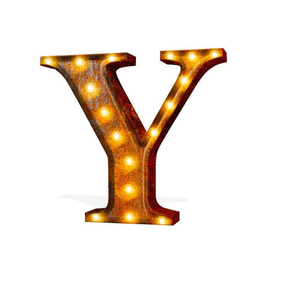 24” Letter Y Lighted Vintage Marquee Letters (Rustic)