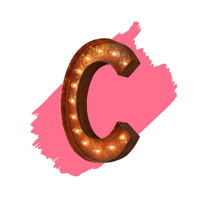 18" Letter C Lighted Vintage Marquee Letters (Modern Font/Rustic)