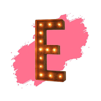 18" Letter E Lighted Vintage Marquee Letters (Modern Font/Rustic)