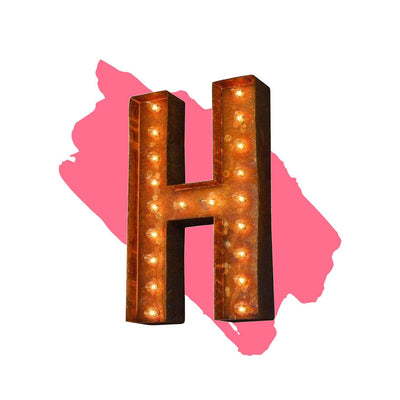 18" Letter H Lighted Vintage Marquee Letters (Modern Font/Rustic)