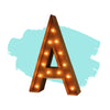 Marquee Letter Lights - 12” Letter A Lighted Vintage Marquee Letters (Modern Font/Rustic)