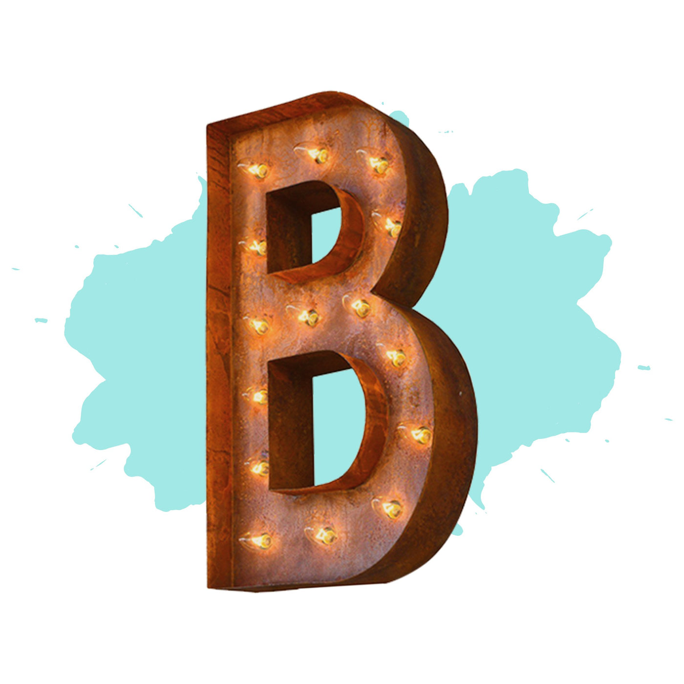 12” Letter B Lighted Vintage Marquee Letters (Modern Font/Rustic)