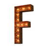 Marquee Letter Lights - 12” Letter F Lighted Vintage Marquee Letters (Modern Font/Rustic)