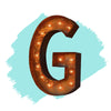 Marquee Letter Lights - 12” Letter G Lighted Vintage Marquee Letters (Modern Font/Rustic)