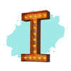 Marquee Letter Lights - 12” Letter I Lighted Vintage Marquee Letters (Modern Font/Rustic)