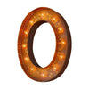 Marquee Letter Lights - 12” Letter O Lighted Vintage Marquee Letters (Modern Font/Rustic)