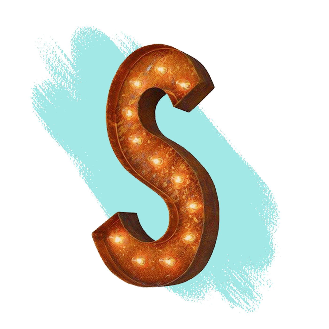 12” Letter S Lighted Vintage Marquee Letters (Modern Font/Rustic)