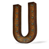 Marquee Letter Lights - 12” Letter U Lighted Vintage Marquee Letters (Modern Font/Rustic)
