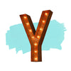 Marquee Letter Lights - 12” Letter Y Lighted Vintage Marquee Letters (Modern Font/Rustic)