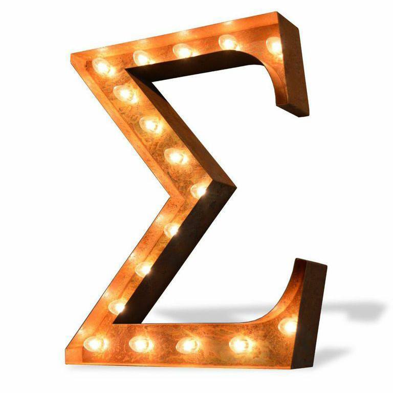 Marquee Letter Lights - 24" Greek Letters Vintage Lighted Marquee Letters (Rustic)