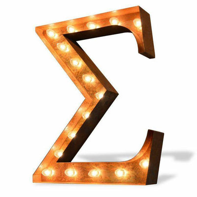 Marquee Letter Lights - 24" Greek Letters Vintage Lighted Marquee Letters (Rustic)