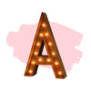 Marquee Letter Lights - 24” Letter A Lighted Vintage Marquee Letters (Modern Font/Rustic)