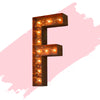 Marquee Letter Lights - 24” Letter F Lighted Vintage Marquee Letters (Modern Font/Rustic)