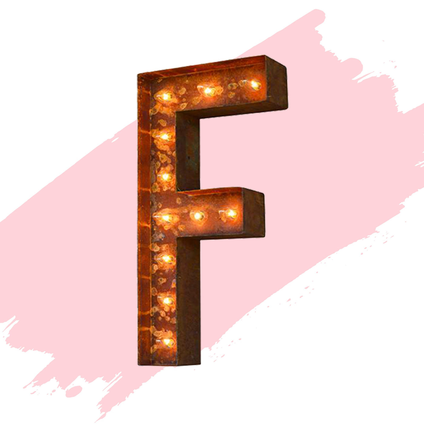 24” Letter F Lighted Vintage Marquee Letters (Modern Font/Rustic)