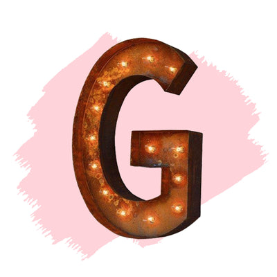 Marquee Letter Lights - 24” Letter G Lighted Vintage Marquee Letters (Modern Font/Rustic)