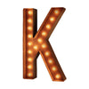 Marquee Letter Lights - 24” Letter K Lighted Vintage Marquee Letters (Modern Font/Rustic)