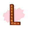 Marquee Letter Lights - 24” Letter L Lighted Vintage Marquee Letters (Modern Font/Rustic)