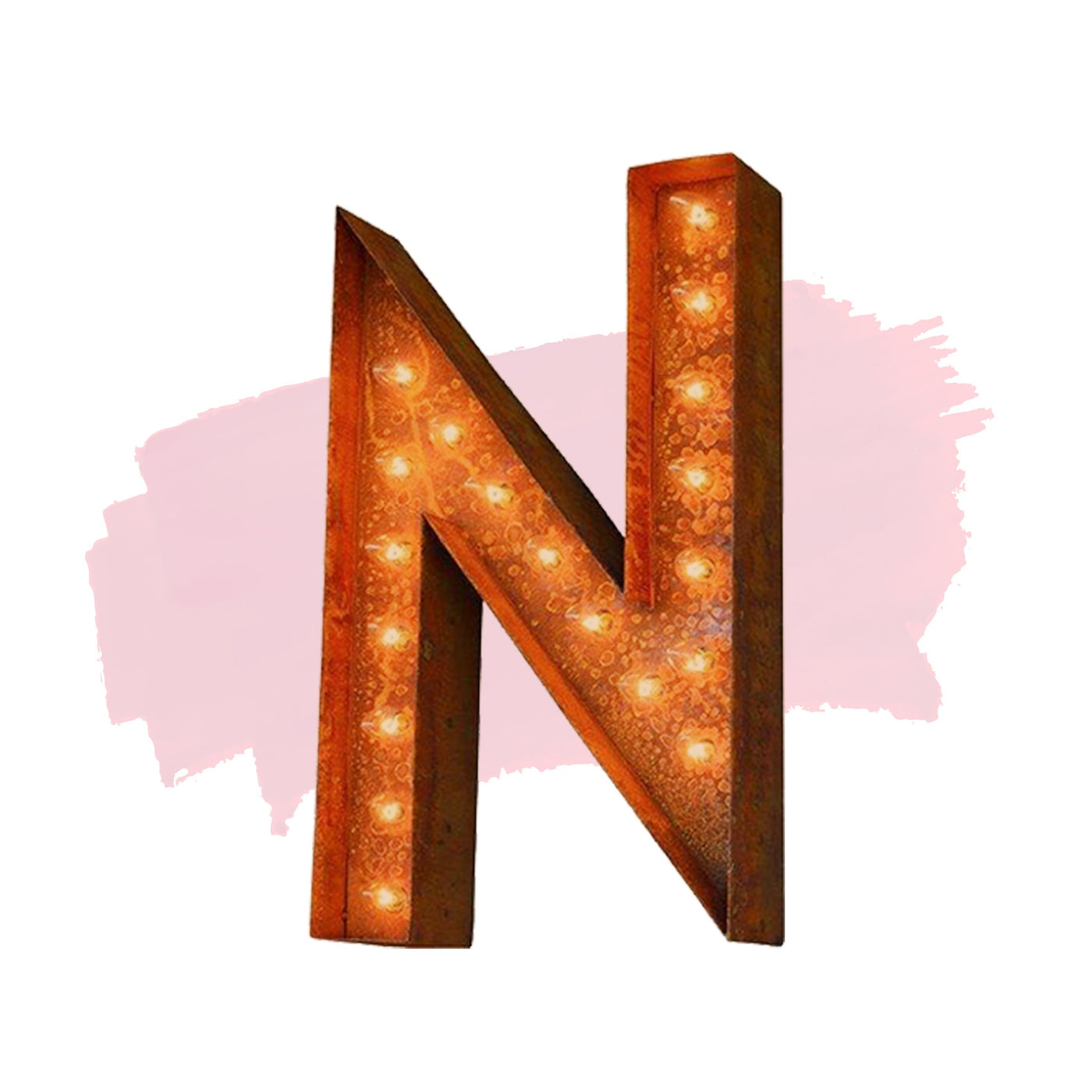 24” Letter N Lighted Vintage Marquee Letters (Modern Font/Rustic)