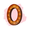 Marquee Letter Lights - 24” Letter O Lighted Vintage Marquee Letters (Modern Font/Rustic)