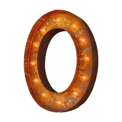 Marquee Letter Lights - 24” Letter O Lighted Vintage Marquee Letters (Modern Font/Rustic)