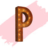 Marquee Letter Lights - 24” Letter P Lighted Vintage Marquee Letters (Modern Font/Rustic)