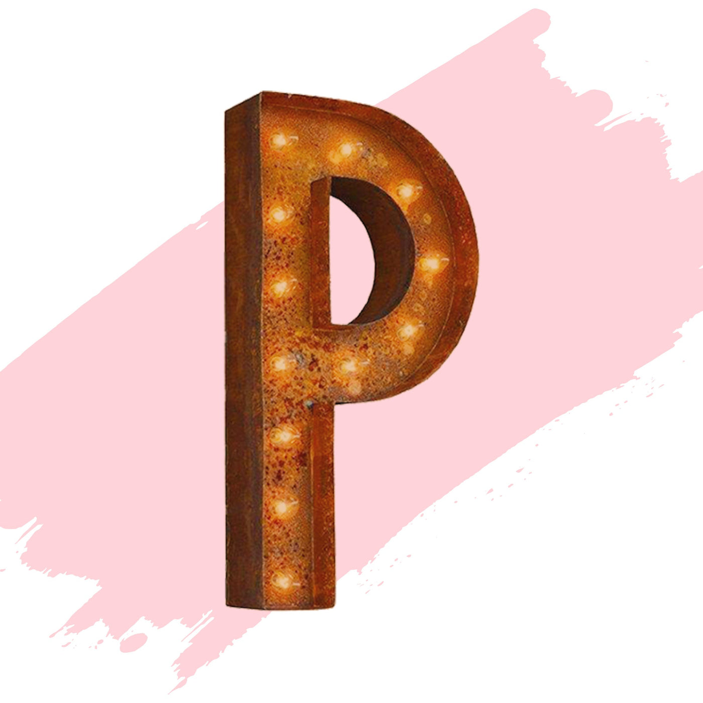 24” Letter P Lighted Vintage Marquee Letters (Modern Font/Rustic)