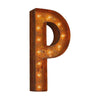 Marquee Letter Lights - 24” Letter P Lighted Vintage Marquee Letters (Modern Font/Rustic)