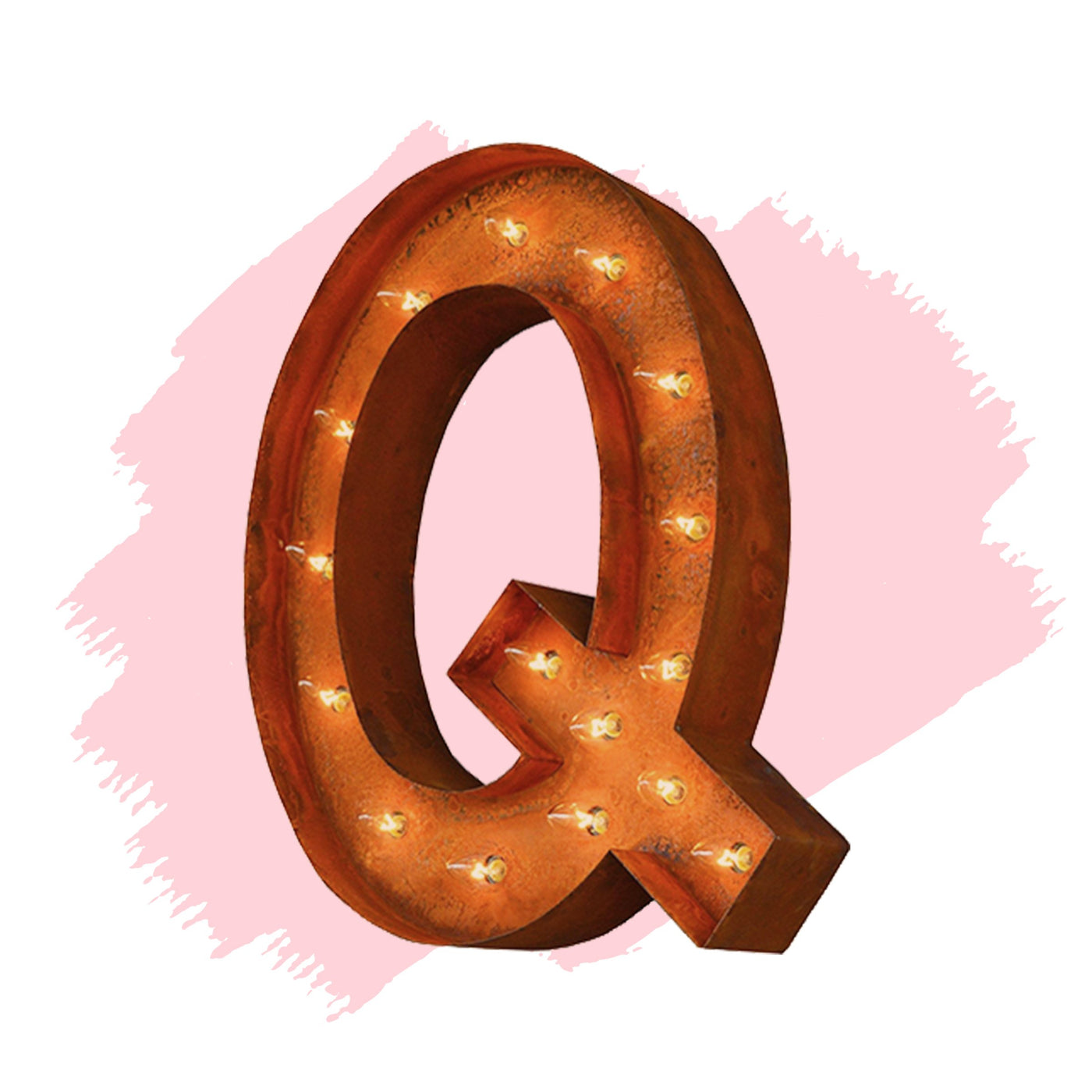 24” Letter Q Lighted Vintage Marquee Letters (Modern Font/Rustic)