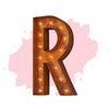 Marquee Letter Lights - 24” Letter R Lighted Vintage Marquee Letters (Modern Font/Rustic)