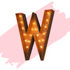 Marquee Letter Lights - 24” Letter W Lighted Vintage Marquee Letters (Modern Font/Rustic)