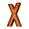 Marquee Letter Lights - 24” Letter X Lighted Vintage Marquee Letters (Modern Font/Rustic)