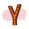 Marquee Letter Lights - 24” Letter Y Lighted Vintage Marquee Letters (Modern Font/Rustic)