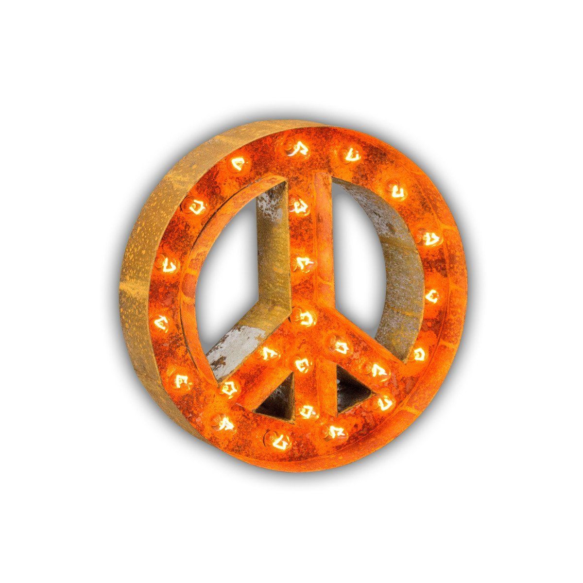 12” Small Peace Sign Vintage Marquee Sign with Lights