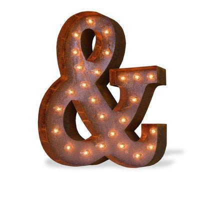 Marquee Symbol Lights - 24" Ampersand “&” Vintage Marquee Lights Sign (Rustic)