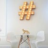 Marquee Symbol Lights - 24” Hashtag “#” Vintage Marquee Lights Sign (Rustic)