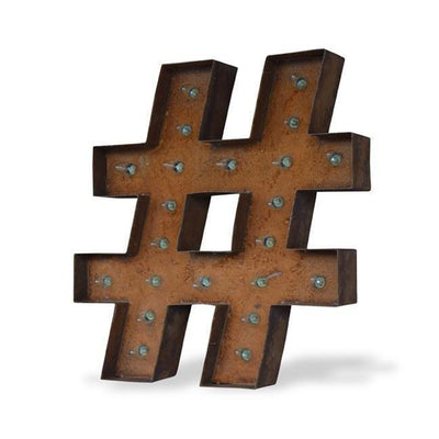 Marquee Symbol Lights - 24" Hashtag “#” Vintage Marquee Lights Sign (Rustic)