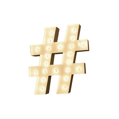 Marquee Symbol Lights - 24" Hashtag "#" Vintage Marquee Lights Sign (White Finish)