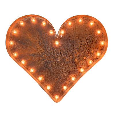 Marquee Symbol Lights - 24” Heart Vintage Marquee Lights Sign (Rustic)