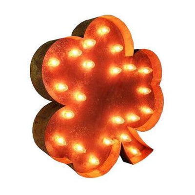 Marquee Symbol Lights - 24” Irish Shamrock Vintage Marquee Lights Sign (Rustic)