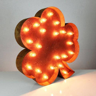 Marquee Symbol Lights - 24” Irish Shamrock Vintage Marquee Lights Sign (Rustic)