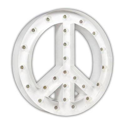 Marquee Symbol Lights - 24" Peace Sign Marquee Sign With Lights (White Gloss)