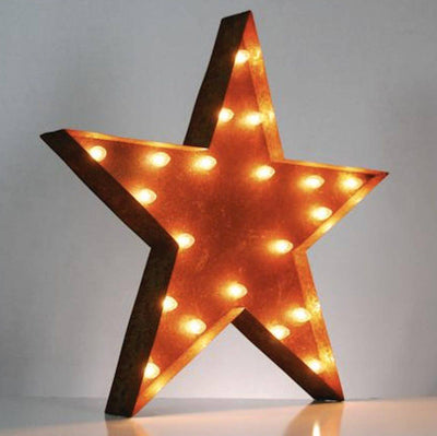 Marquee Symbol Lights - 24” Star Vintage Marquee Lights Sign (Rustic)