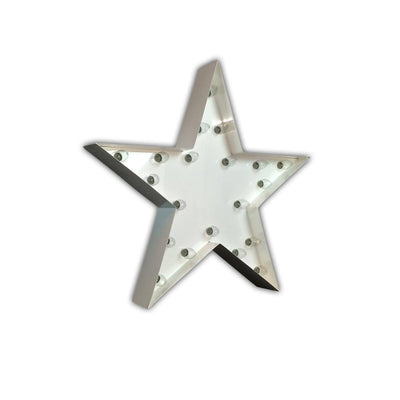 Marquee Symbol Lights - 24” Star Vintage Marquee Lights Sign (White Gloss)