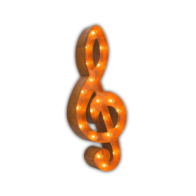 Marquee Symbol Lights - 24" Treble Clef Music Vintage Marquee Lights Sign (Rustic)