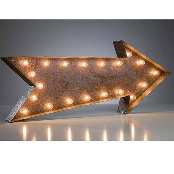 36” Large Arrow Vintage Marquee Sign with Lights (Rustic) - Buy Marquee  Lights Online - The Rusty Marquee