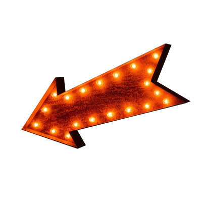 Marquee Symbol Lights - 36" Large Arrow Vintage Marquee Sign With Lights (Rustic)