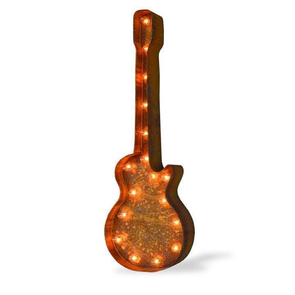 Neue Arbeit 36” Large Guitar Marquee with - Lights Rusty - The Lights Buy Online Vintage Marquee Sign (Rustic) Marquee