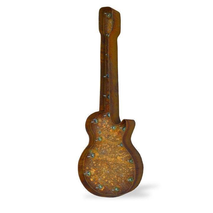 36” Large Guitar Vintage Marquee Sign with Lights (Rustic