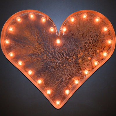 Marquee Symbol Lights - 36” Large Heart Vintage Marquee Sign With Lights (Rustic)